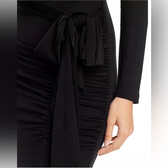 Alice + Olivia Kyra Deep V Neck Slinky Faux Wrap Long Dress - Picture 3 of 10